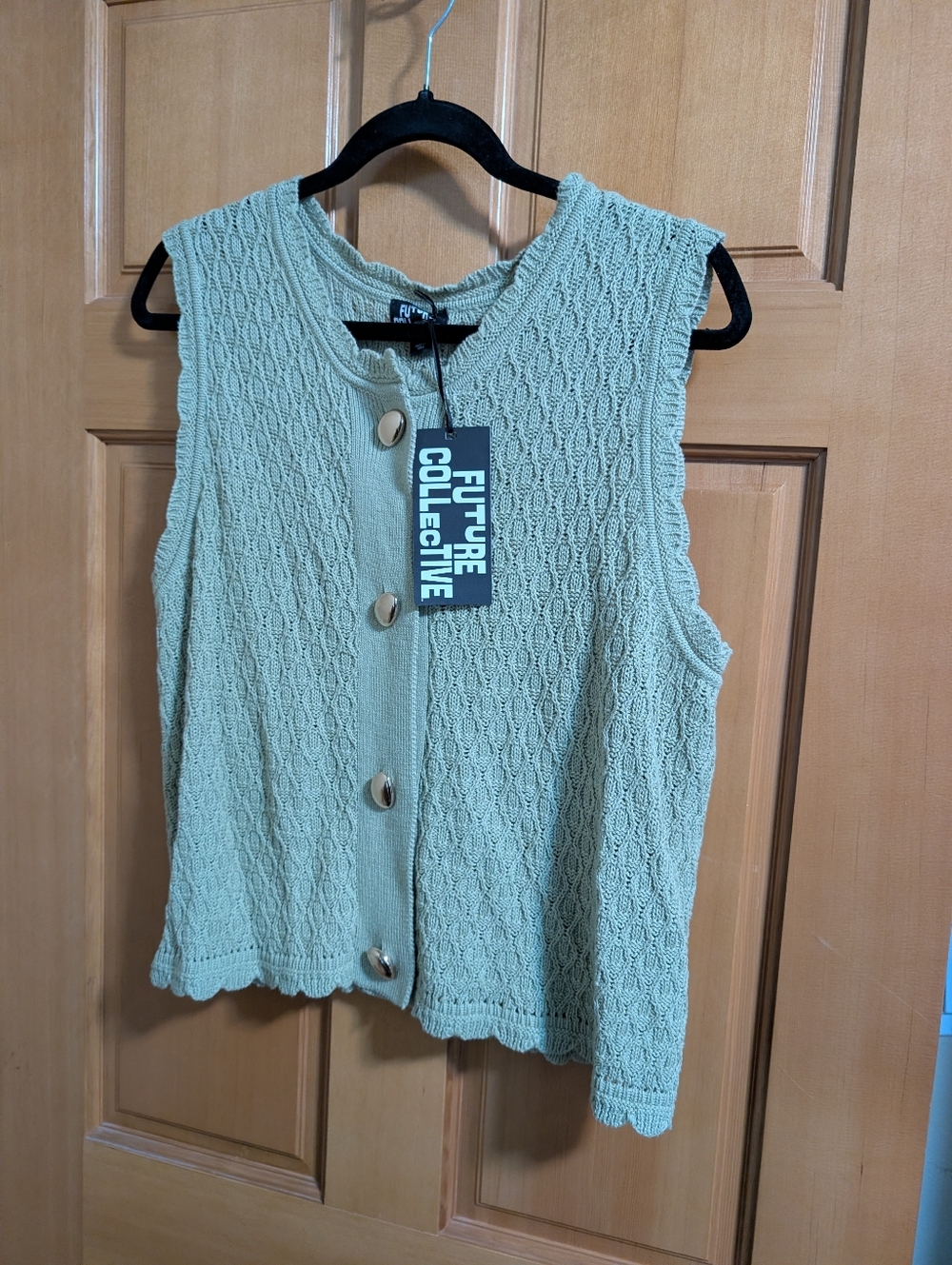 Future Collective Sage Knit Button-Front Tank